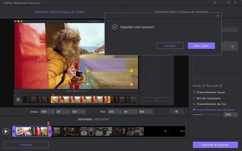 tirar marca d'água dinâmica com HitPaw Removedor de Marca D'água