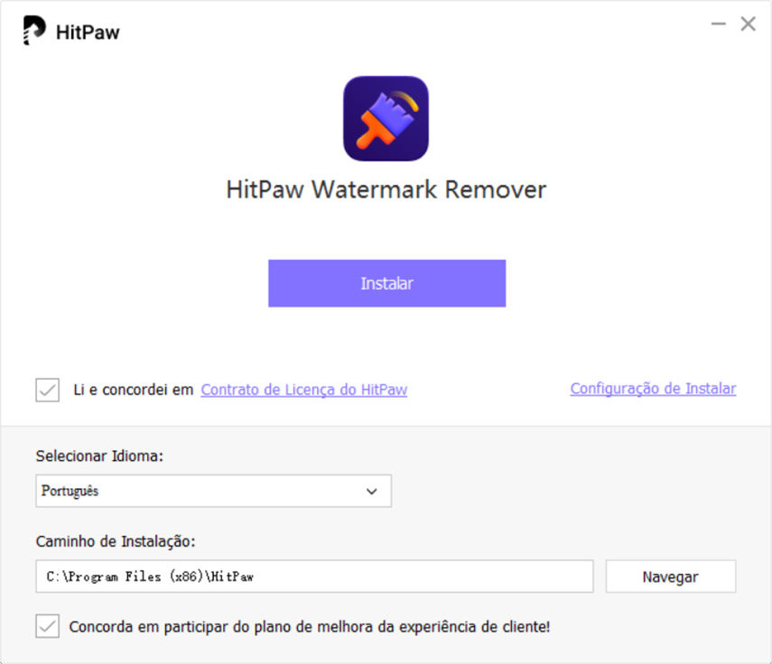 instalar o HitPaw Removedor de Marca D'água