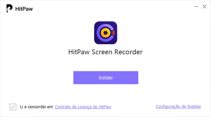 aceitar o contrato e instalar o HitPaw Edimakor Gravador de Tela