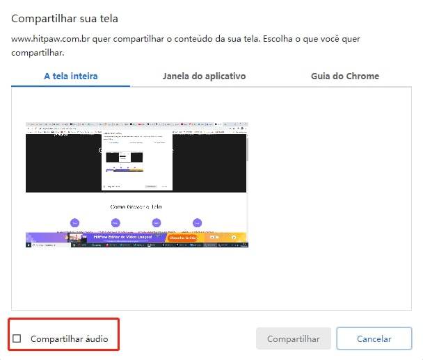 compartilhar audio