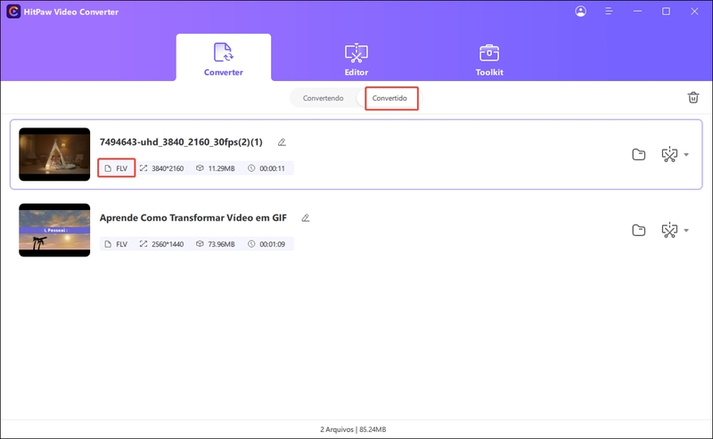 conversão de avi para flv