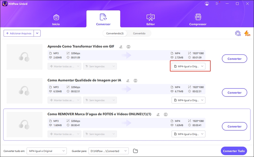 converter e editar informações de áudio no hitpaw video converter
