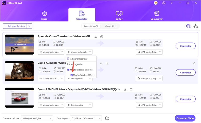adicione legendas ao mkv