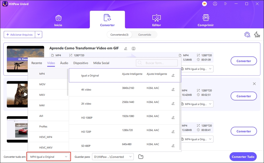 converter mkv para mov no windows - selecione o formato de saída
