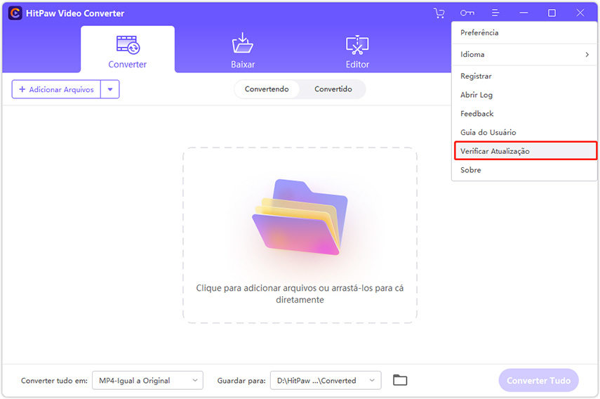 verificar atualização para hitpaw video converter