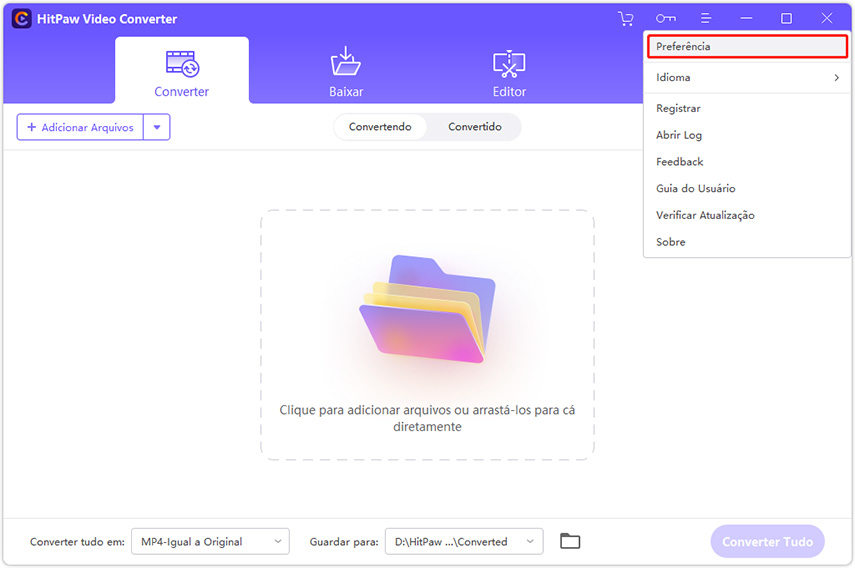 definir preferências no HitPaw video converter