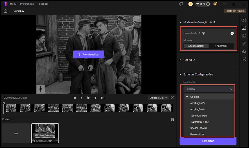 somente colorizar vídeo no VikPea