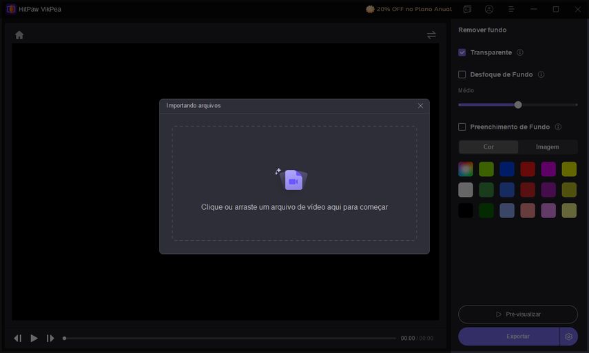 importar vídeo para remover fundo