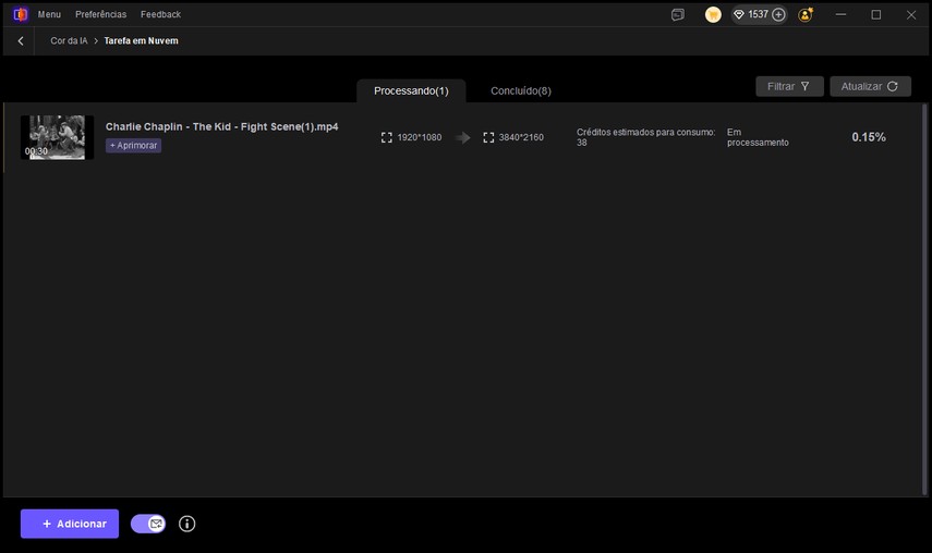 processo de colorização do vídeo