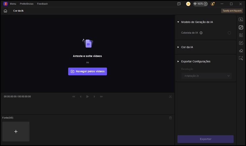 importar vídeo para a interface Cololista de IA do VikPea