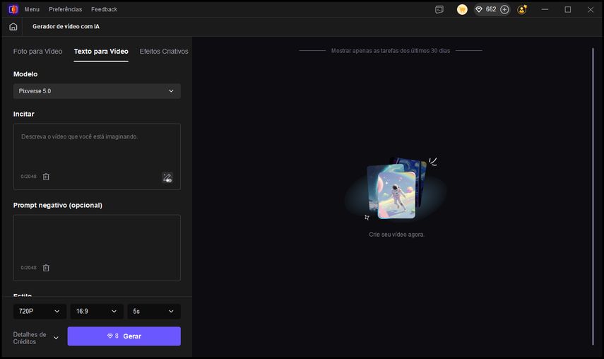 Select AI text to video generator model