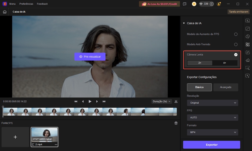 recurso de câmera lenta de vídeo hitpaw vikpea