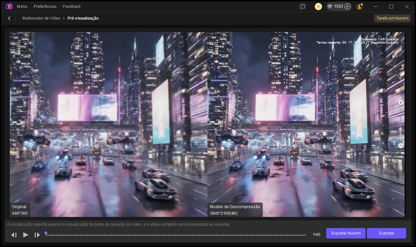 pré-visualização do efeito de descompressão de vídeo