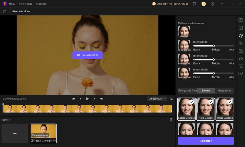 efeitos de beleza de vídeo
