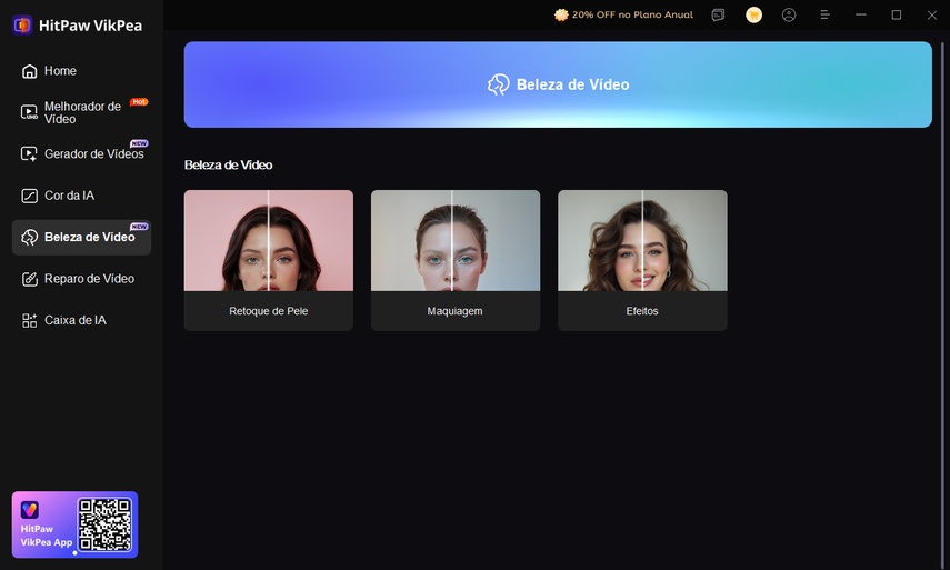 Interface do HitPaw VikPea Video Beauty