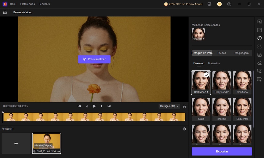 retoque de pele no Video Beauty