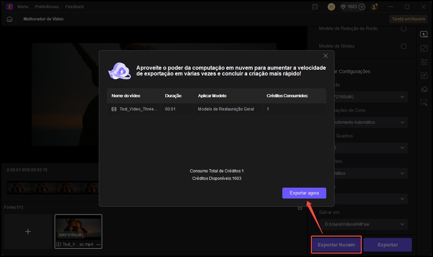 exportação em nuvem do hitpaw vikpea