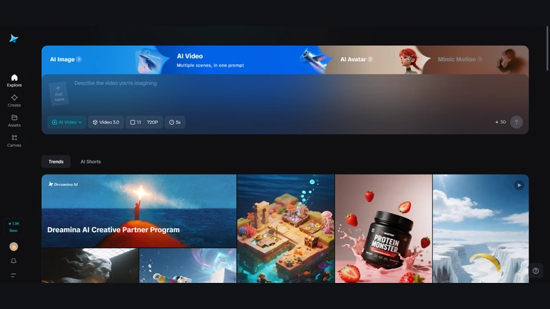 Interface do Dreamina para transformar uma imagem em vídeo.