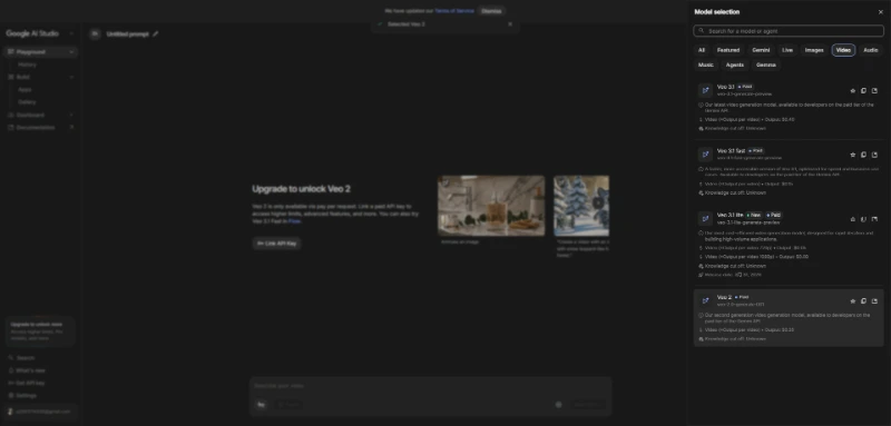 google ai studio interface