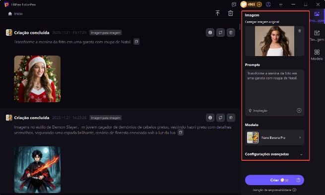 selecione o modelo Nano Banana pro