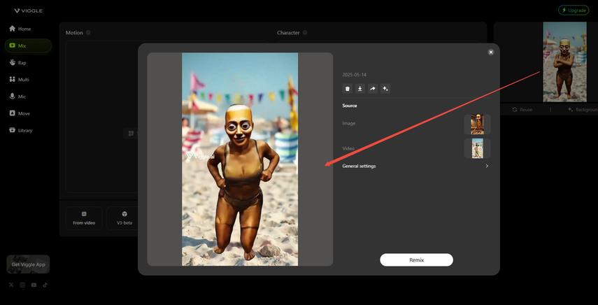 geração e download do vídeo no Viggle AI