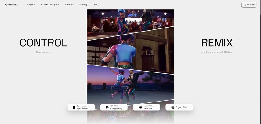 página inicial do Viggle AI com opção de login