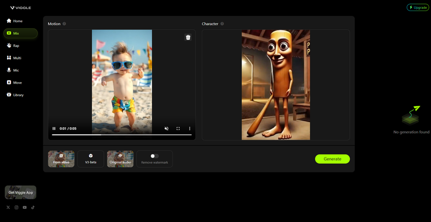 upload de foto no Viggle AI