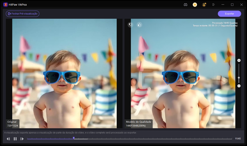 Visualizar e exportar vídeo no VikPea