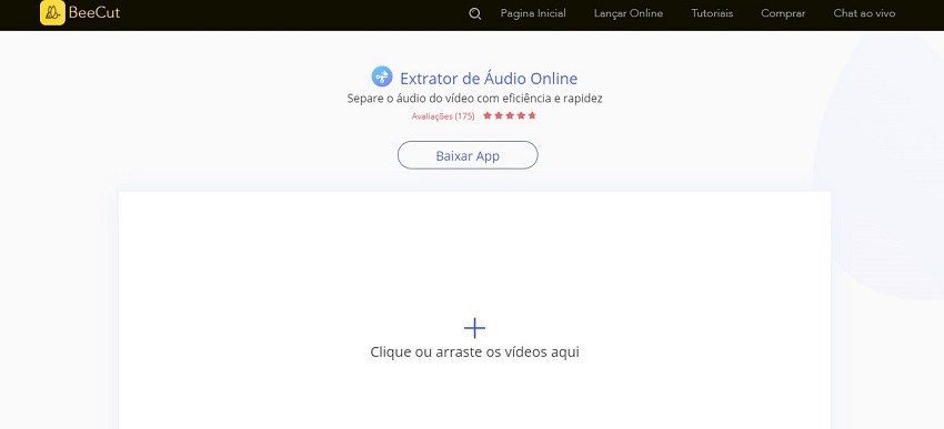 extrair áudio de vídeo online com beecut