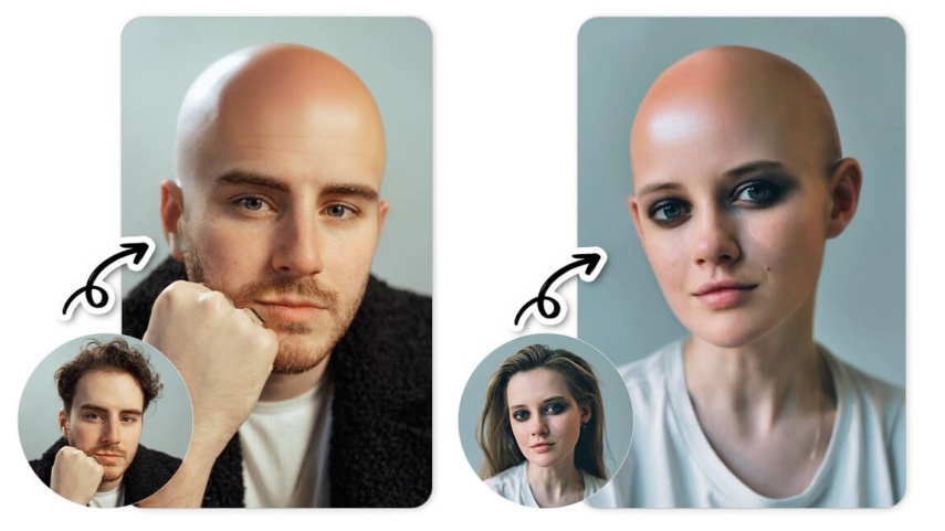 filtro careca com YouCam Makeup