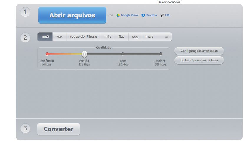 Online Audio Converter, focado em conversão de áudio MP4 para MP3
