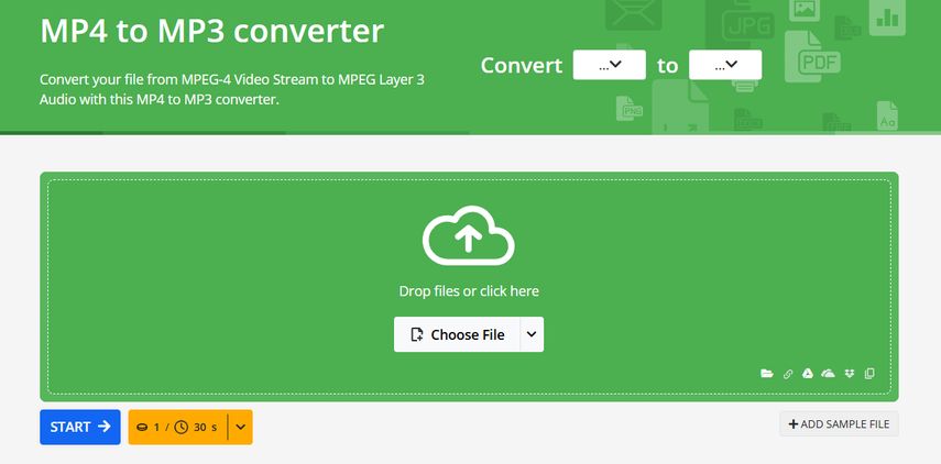 Interface do Online-Convert.com para converter MP4 para MP3 online grátis