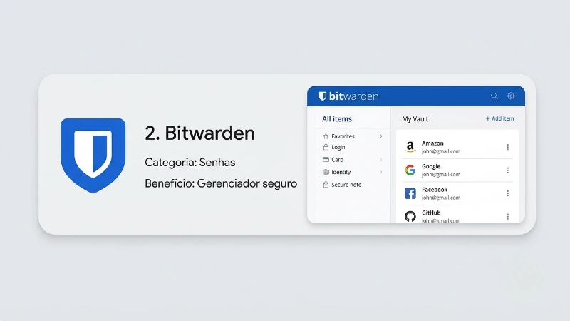 Interface da extensão Bitwarden no Google Chrome
