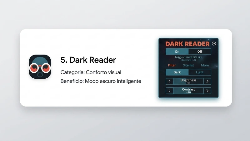 Interface da extensão Dark Reader no Google Chrome