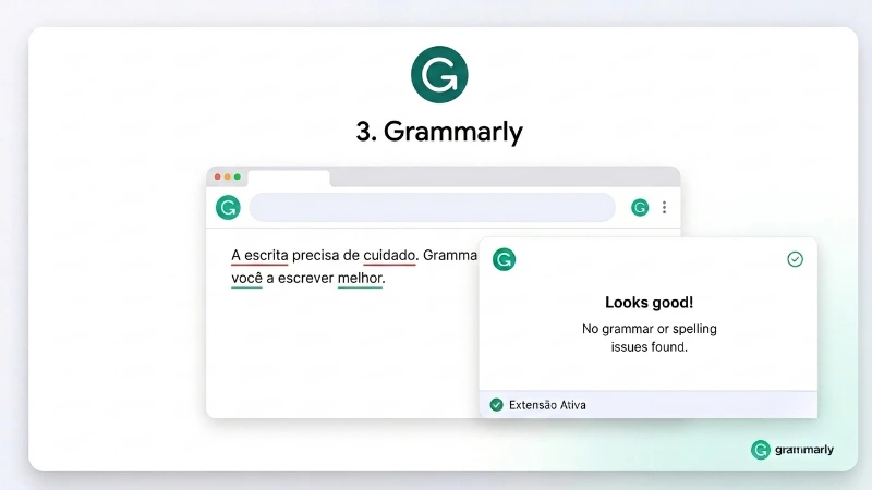 Interface da extensão Grammarly no Google Chrome