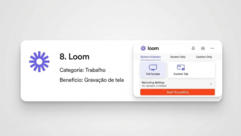 Interface da extensão Loom no Google Chrome