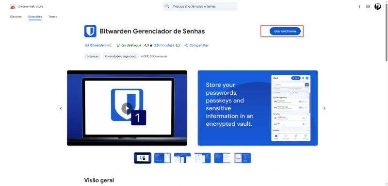 Passo 3: Clicar no botão Adicionar ao Chrome