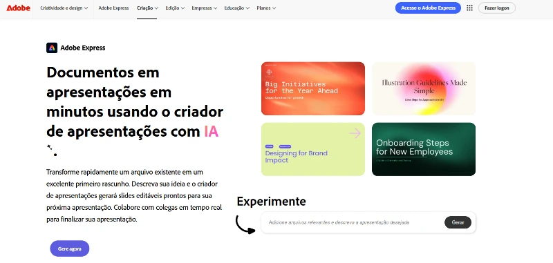 Adobe Express converter PDF Word e PowerPoint em slides