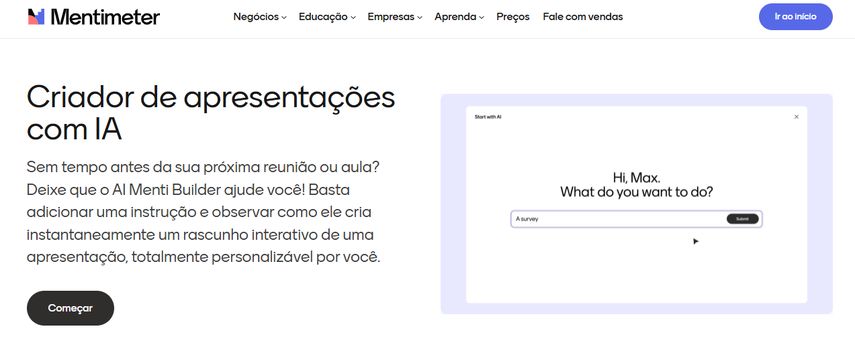Mentimeter criador de apresentações interativas com IA