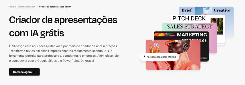Slidesgo AI com templates profissionais variados
