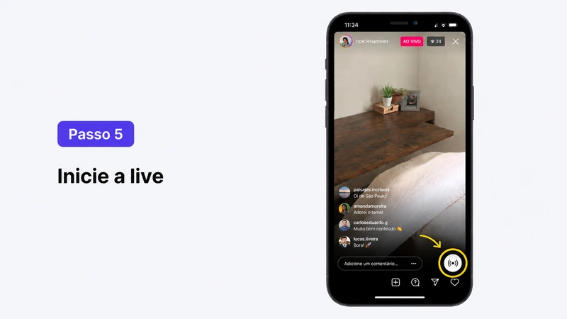 Passo 5: inicie a live no Instagram