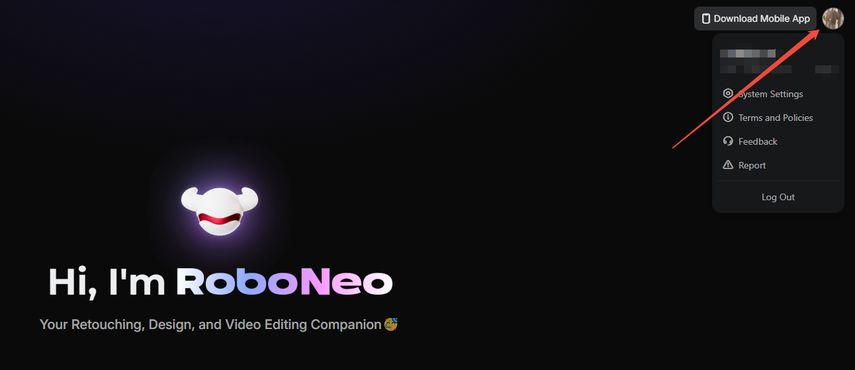 Fazer login na conta RoboNeo