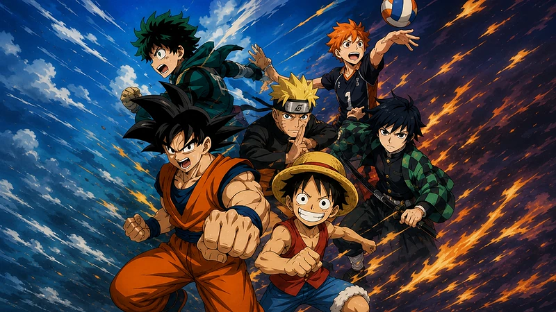 Ilustração sobre anime shounen com elementos de ação, aventura e esporte