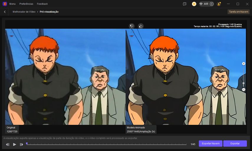Comparando o vídeo original e o anime Baki aprimorado.