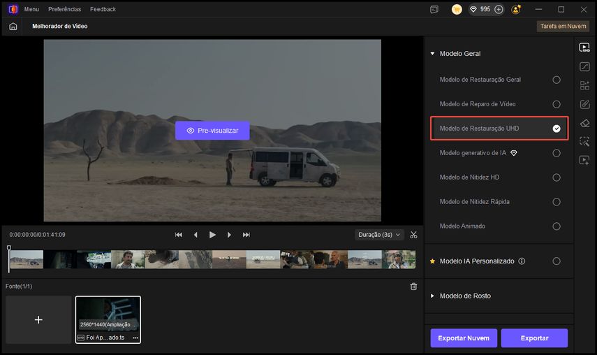 Selecionando o modelo adequado no HitPaw VikPea para edição de 'Foi Apenas um Acidente'