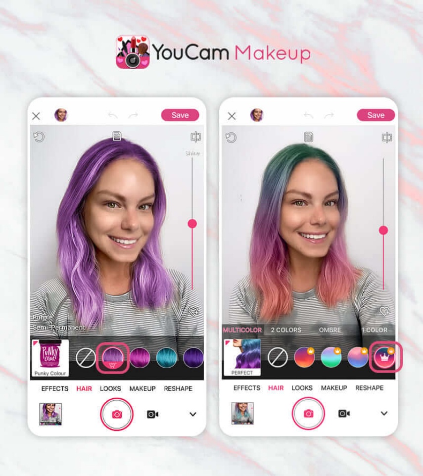 mudar cor de cabelo com YouCam Makeup