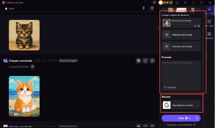 Entre no recurso de Geração de Imagem