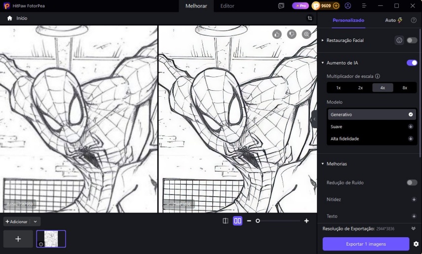 melhorar desenho de spider man com hitpaw fotorpea