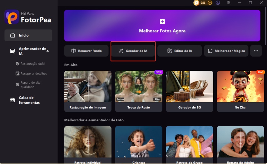escolha o recurso do gerador de IA