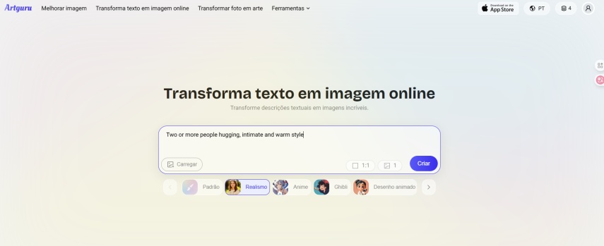 Abra a página web do Artguru